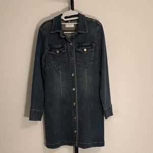 NWT Jen 7 Fitted Denim Dress Size S/4 with Gold Buttons